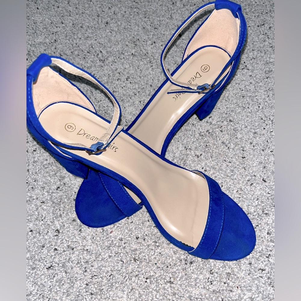 Blue chunk heels